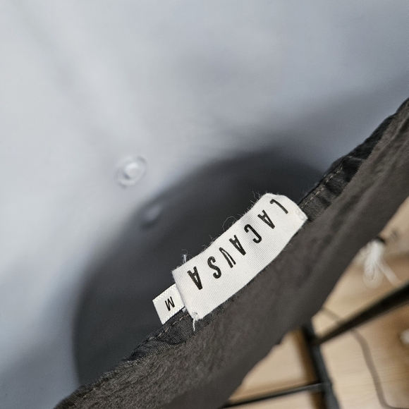 EUC Anthropologie Laucausa Asymmetrical Ruffled Charcoal Grey Slip Dress, Medium - Picture 9 of 9